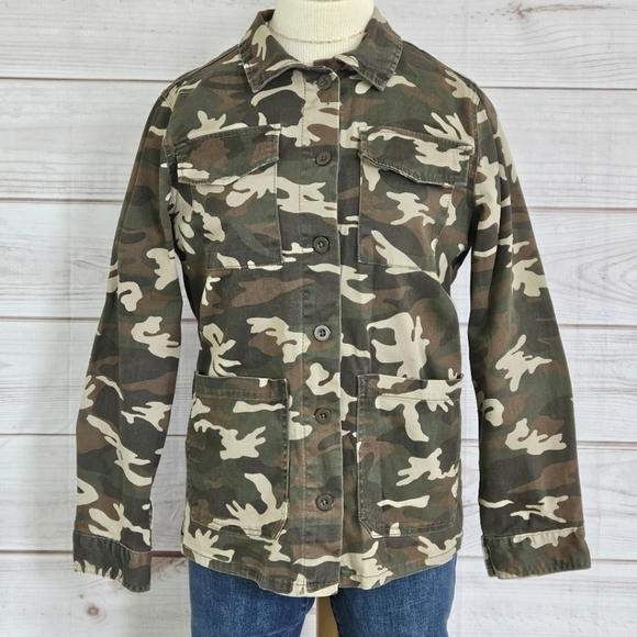 Anthropologie Sanctuary Safari Utility Jacket in Green Camo Size Small - Picture 3 of 12